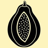 Papaya fruit silhouette illustrations, ideal for coloring, crafts, and educational materials. Simple fruit outlines for coloring and drawing practice. Great for kids and adults work or project. vector