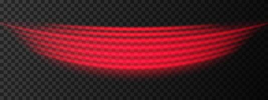 Red light wave beam. A smooth, flowing design with vibrant red glow. Sci-fi visuals, light transitions, futuristic effects. Glowing light streaks create a dynamic, sleek background. vector