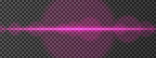 Intense pink horizontal laser beam. Bright, focused light with lens flares and glow effects. Sci-fi design, futuristic highlights, and energy flow on a dark background. vector