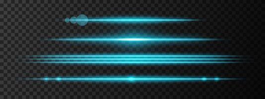 Blue light glare beam. A sharp horizontal beam reflection. Sci-fi designs, light transitions, or futuristic effects. Glowing light streaks and neon effects. Dynamic shine wallpaper background vector