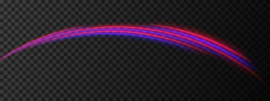 Curved red and blue neon light arc. Bright, flowing lines with a futuristic glow. Sci-fi visuals, light transitions, and dynamic effects. Vibrant and smooth background with glowing energy vector