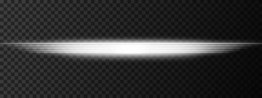 White horizontal light beam. Bright glowing effect with smooth, layered edges. Sci-fi designs, light transitions, and modern highlights. Dynamic glow against a dark background vector