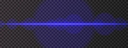 Intense blue horizontal laser beam. Bright, focused light with lens flares and glow effects. Sci-fi design, futuristic highlights, and energy flow on a dark background. vector