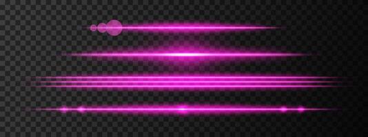 Purple light glare beam. A sharp horizontal beam reflection. Sci-fi designs, light transitions, or futuristic effects. Glowing light streaks and neon effects. Dynamic shine wallpaper background vector