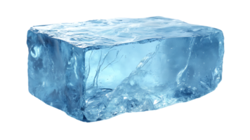 Frosted rectangular ice block, showcasing a textured surface, ideal for enhancing food styling, isolated on a clear background. png