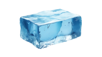 Isolated rectangular ice block featuring a frosted texture, perfect for creative visual designs and beverage presentations. png