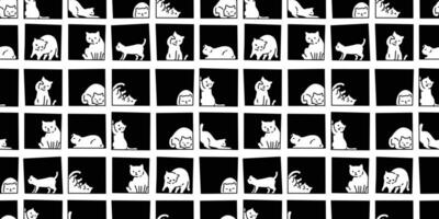 cat seamless pattern kitten block box square calico neko pet cartoon doodle tile background gift wrapping paper repeat wallpaper scarf isolated illustration design vector