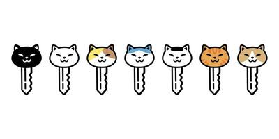 cat key kitten calico neko icon pet cartoon character munchkin illustration symbol clip art isolated vector