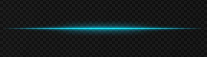 Intense blue horizontal light beam effect on a transparent background, ideal for sci-fi themes, digital design elements, or futuristic visual effects. vector