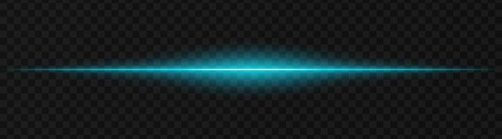 Vibrant blue horizontal light beam on a dark, transparent background, perfect for sci-fi, digital graphics, or neon effects. Reflection, spotlight, wallpaper vector