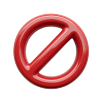 3D red prohibition sign isolated on a transparent background, perfect for graphic design projects. png