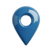 Isolated 3D blue location marker on a transparent background, suitable for travel and mapping applications. png
