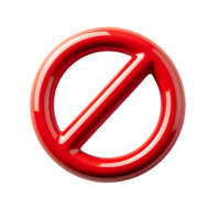 Isolated 3D red no entry sign on a transparent background, suitable for apps and signage. png
