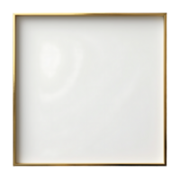 Square gold frame with a minimalist design, ideal for modern decor and displaying art or photos. Isolated on transparent background, . png