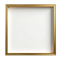 Elegant square gold frame with a simple design, ideal for art or photo displays, isolated png