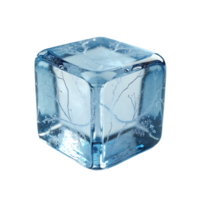 Square ice block showcasing a cracked surface and cool texture, isolated on a transparent backdrop png