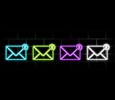 Email social media icon in pink neon style. vector