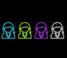 Man and woman neon empty avatars set. photo placeholder for social networks, resumes, forums and dating sites. Male and female, no photo, images for unfilled user profile vector
