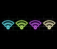 Glowing neon smartphone screen and frame with wifi icon. Neon light outline phone with wi-fi icon. Flash Mobile phone with hotspot sign. . vector