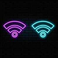 Wi-fi neon sign. Night bright advertisement. illustration in neon style for cafe and connection. illustration in neon style vector