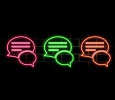 Neon light glow effect. Chat Messages line icon. Conversation or SMS sign. Communication symbol. 3d line neon glow icon. Brick wall banner. Chat Messages outline. vector