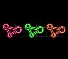 Share icon, connection symbol - network sharing icons, share line icon button, outline - connect, data sharing, link symbol. neon style. pink color. vector
