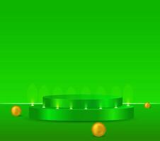 3D circular podium highlighted on light green background, dramatic product display and award ceremony concept, modern exhibition, mockup and presentation design vector