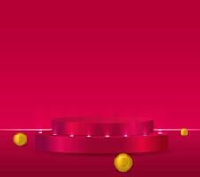 Luxury 3D pink circular podium. golden spheres with pink background for product display, mockup and showcase vector