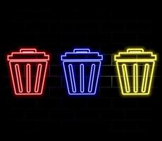Glowing neon Recycle bin with recycle symbol icon isolated on blue background. Trash can icon. Garbage bin sign. Recycle basket sign. Illustration vector