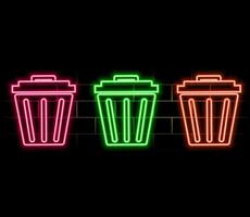 Neon recycle bin icon. trash neon icon. orange color. vector