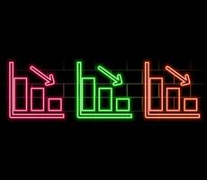 Falling Chart neon light sign . Glowing bright icon Falling Chart isometric sign. transparent symbol illustration vector