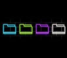 Copy files neon icon. Simple thin line, outline of web, minimalistic icons for UI and UX, website or mobile application isolated on brick wall vector