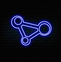 Connection icon . Network connection icon. Simple design on white background. Share icon, Connection symbol.network sharing icons, Share line icon button. illustration. neon style. blue color. vector