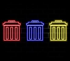 Trash can neon icon. Trash neon icon. Glowing neon line Trash can with recycling symbol icon isolated on black background vector