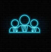 Neon line a team of people icon, 3 people icon animated on black background, vector