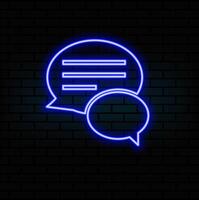 Communication neon sign. Luminous signboard with speech clouds. Night bright advertisement. illustration in neon style for conversation and messaging vector