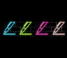 Neon glowing brown color editing pen icon. pen icon with a glowing neon effect..green vector