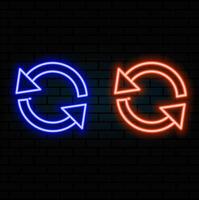 left and right neon arrows. neon road sign. Neon glowing arrow pointer black background. vector