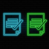 Neon icon set checklist, tasks. Set of red, blue, yellow neon icon. green color. vector
