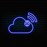 cloud upload icon and illustration isolated on a white background. Premium quality for mobile apps, user interface. neon style. vector