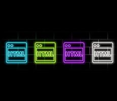 HTML neon icon. Elements of online and web set. Simple icon for websites, web design, mobile app, info graphics. vector