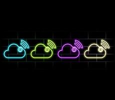 download multimedia file document from cloud management. download digital file of image and content. App with data transfer notification icon. neon style. vector