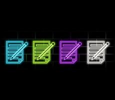 Neon icon set checklist, tasks. Set of red, blue, yellow neon icon vector