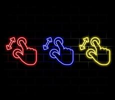 Hand icon. touch screen circle effect. neon style. vector