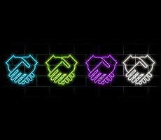 Shaking hands neon icon in line style. Business handshake symbol, greeting shake. illustration. vector