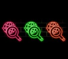 globe and magnifier neon icon. Elements of Navigation set. Simple icon for websites, web design, mobile app, info graphics vector