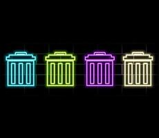 Glowing neon Recycle bin with recycle symbol icon isolated on blue background. Trash can icon. Garbage bin sign. Recycle basket sign. Illustration vector
