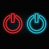 Power button icon illustration with neon glow. Power on and off, power button icon in neon style. blue color. vector