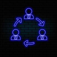 Neon light glow effect. Virtual conference line icon. Online training sign. team presentation symbol. 3d line neon glow icon. Brick wall banner. conference outline. vector