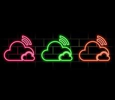Wifi wireless internet cloud signal flat icon for apps. . Neon style. pink color. vector